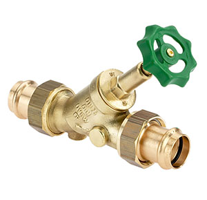 1528180 - CR-Brass Free-flow valve Viega Profipress, rising, without drain valve