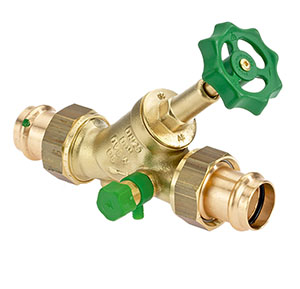 1529280 - CR-Brass Free-flow valve Viega Profipress, rising, with drain valve