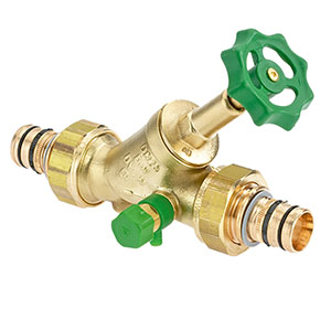 1537350 - CR-Brass Free-flow valve Geberit Mepla, rising, with drain valve