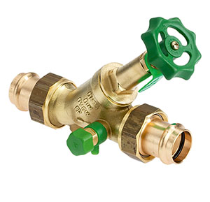 1629280 - CR-Brass Combined Free-flow and Backflow-preventer Valve Viega Profipress, rising, with drain valve