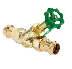 1680180 - CR-Brass Combined Free-flow and Backflow-preventer Valve Viega Profipress, rising, without drain valve