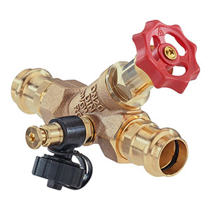 3583350 - Red-brass Free-flow valve female thread, Viega Profipress, with drain valve