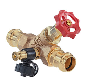 3683540 - Red-brass Combined Free-flow and Backflow-preventer valve female thread, Viega Profipress, with drain valve
