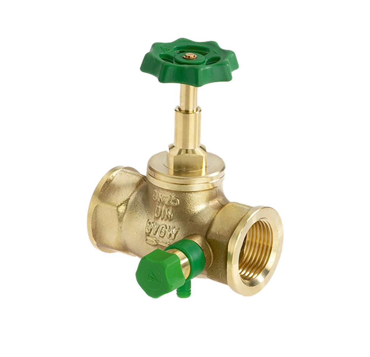 1304250 - CR-Brass Globe valve with drain valve, rising
