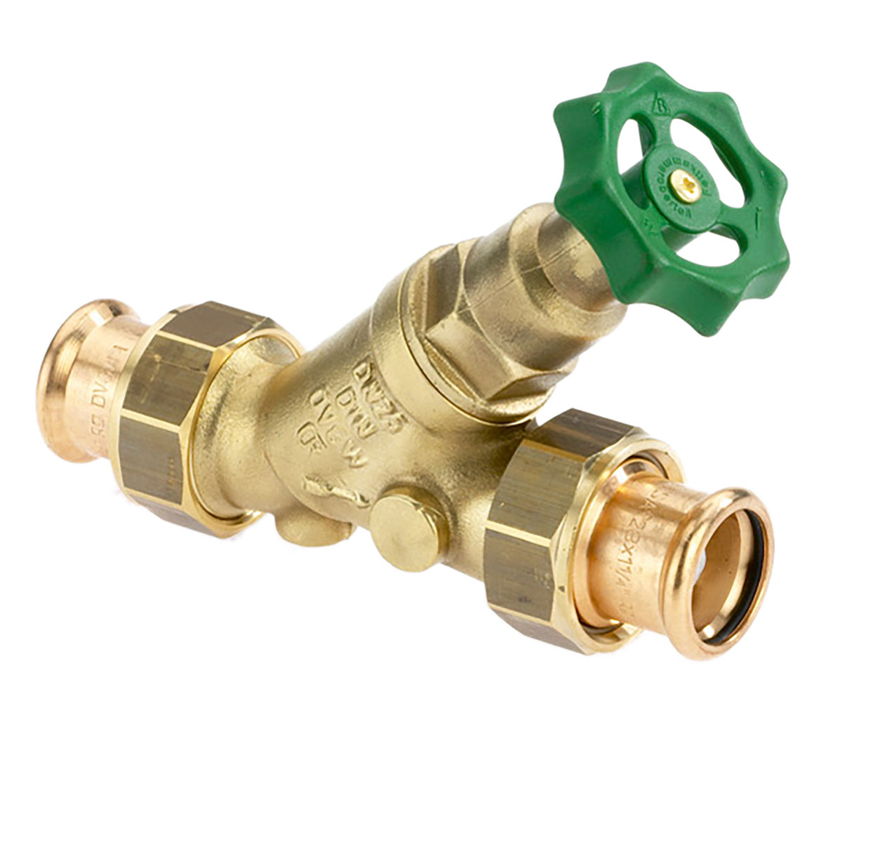 1534350 - CR-Brass Free-flow valve SANHA Press, not-rising, without drain valve