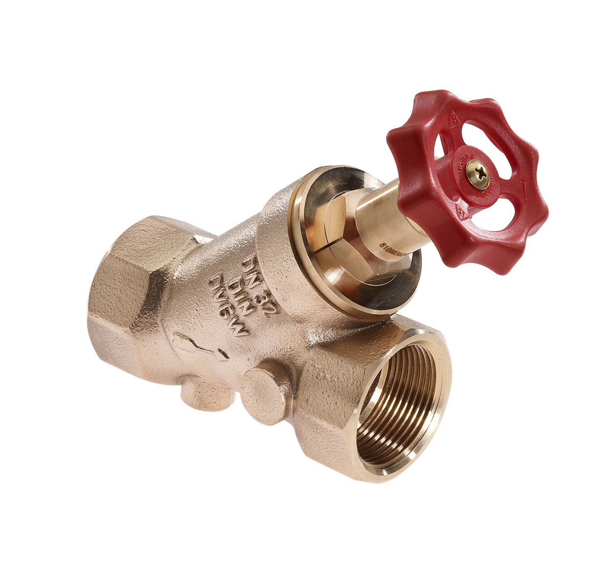 3501205 - Red-brass Free-flow valve with plugs on both sides, female thread, without drain valve