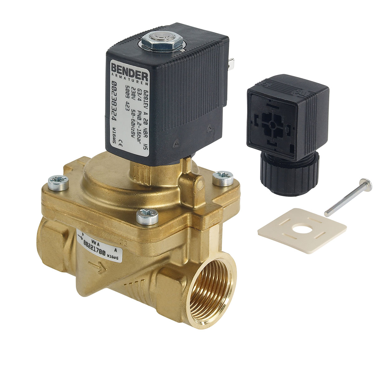 5009405 - 2/2 way solenoid valve normally closed for fluids and compressed air Type 3; female thread