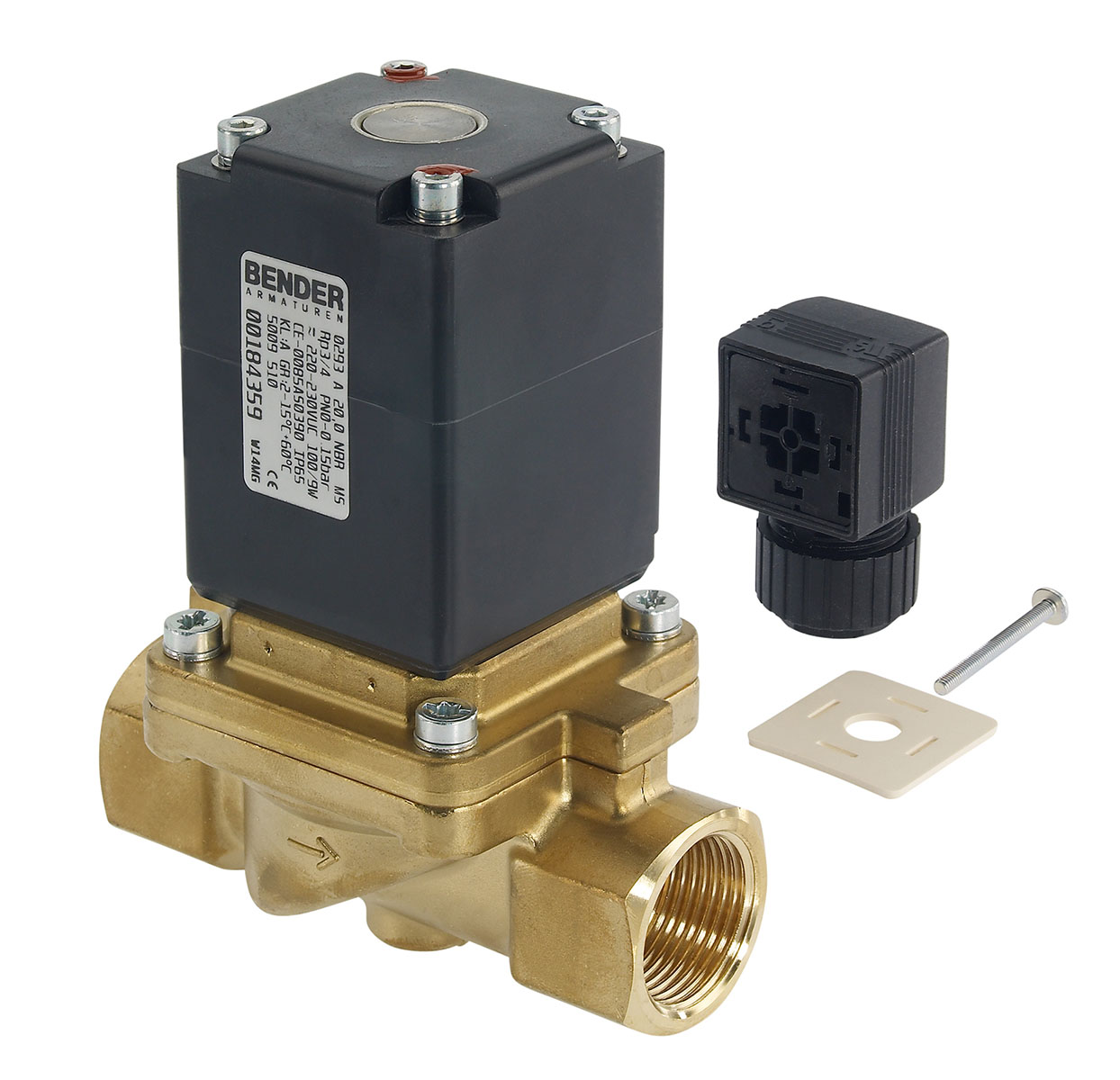 5009500 - 2/2 way solenoid valve normally closed for flammable gas, DIN-DVGW certified for gas Type 4; female thread