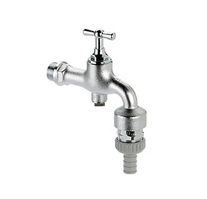 1102151 - CR-Brass OPEN AIR draw-off tap with tube aerator and Backflow-preventer T-handle, automatic inlet-air