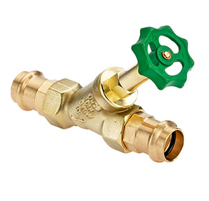 1580180 - CR-Brass Free-flow valve Viega Profipress, rising, without drain valve