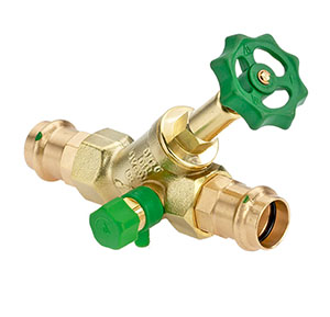 1581280 - CR-Brass Free-flow valve Viega Profipress, rising, with drain valve