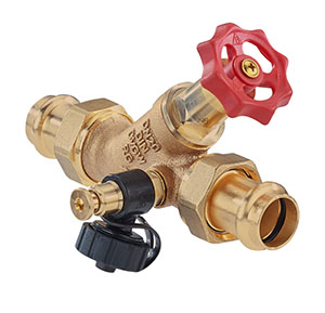 3531280 - Red-brass Free-flow valve Viega Profipress, with drain valve