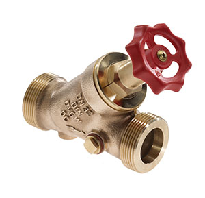 3606155 - Red-brass Combined Free-flow and Backflow-preventer valve with plugs on both sides, male thread Type Kombi, without drain valve