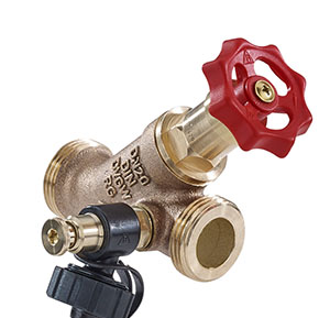 3608320 - Red-brass Combined Free-flow and Backflow-preventer valve male thread Type Kombi, with drain valve
