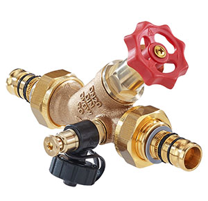 3637420 - Red-brass Combined Free-flow and Backflow-preventer valve male thread, Geberit Mepla, with drain valve