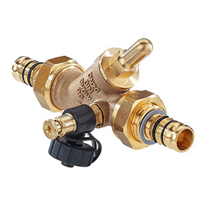 3737540 - Red-brass Backflow-preventer female thread, Geberit Mepla, with drain valve