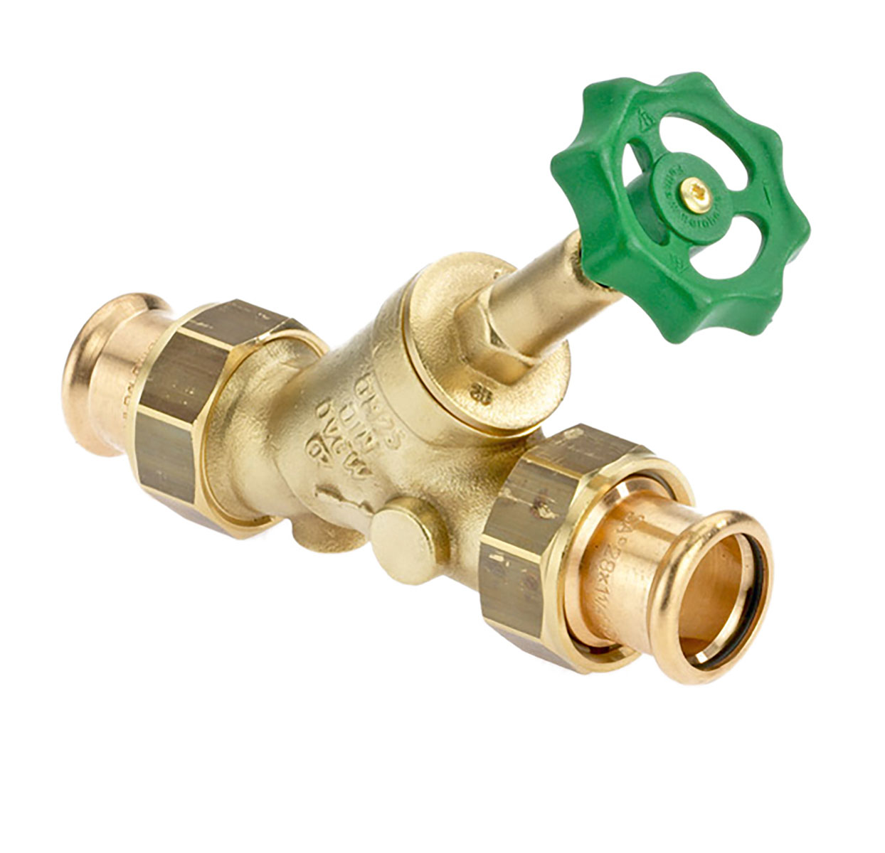 1532150 - CR-Brass Free-flow valve SANHA Press, rising, without drain valve
