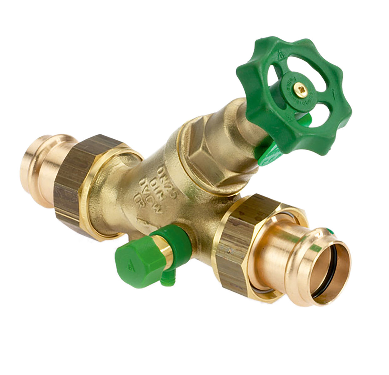 1631350 - CR-Brass Combined Free-flow and Backflow-preventer Valve Viega Profipress, not-rising, with drain valve