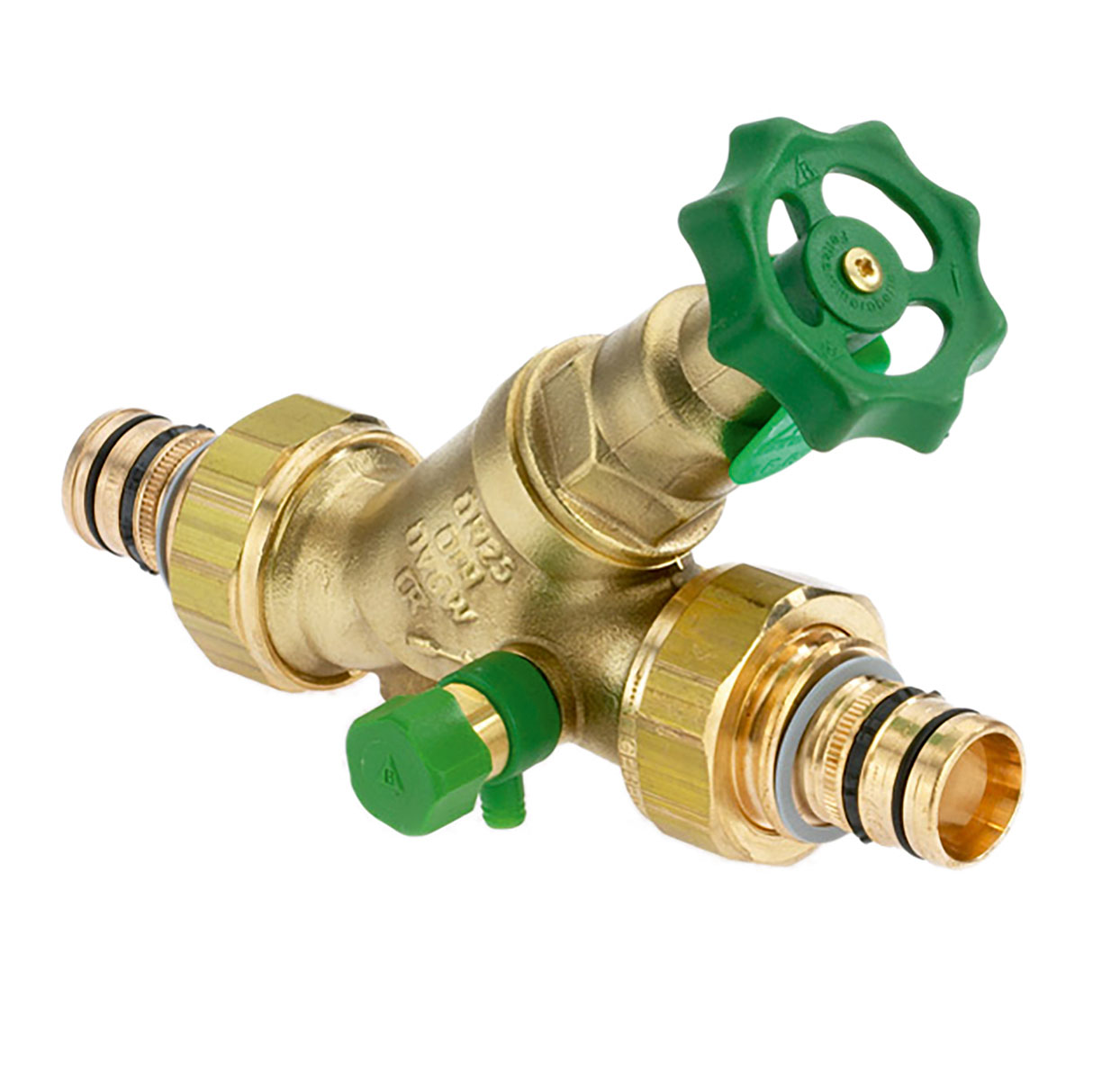 1639180 - CR-Brass Combined Free-flow and Backflow-preventer Valve Geberit Mepla, not-rising, with drain valve