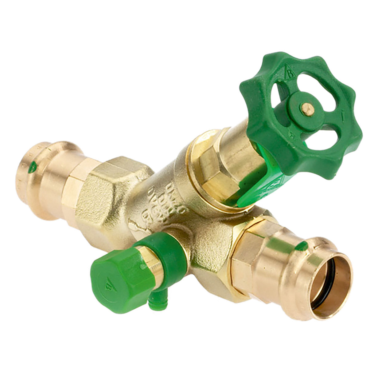 1683420 - CR-Brass Combined Free-flow and Backflow-preventer Valve Viega Profipress, not-rising, with drain valve