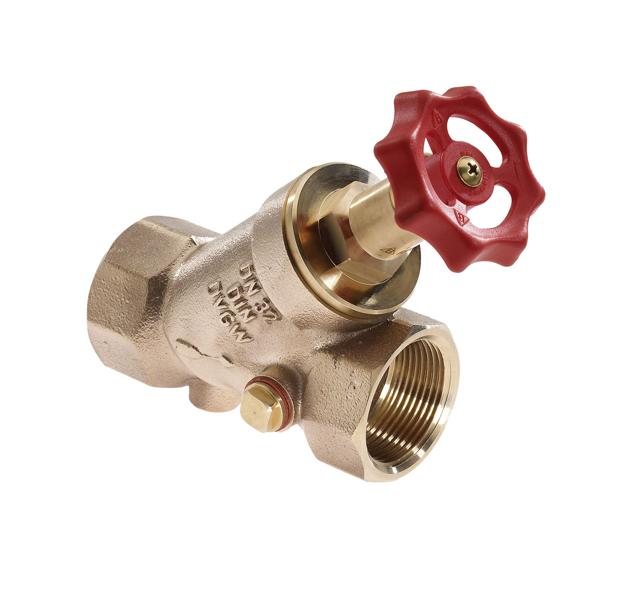 3501155 - Red-brass Free-flow valve with plugs on both sides, female thread, without drain valve