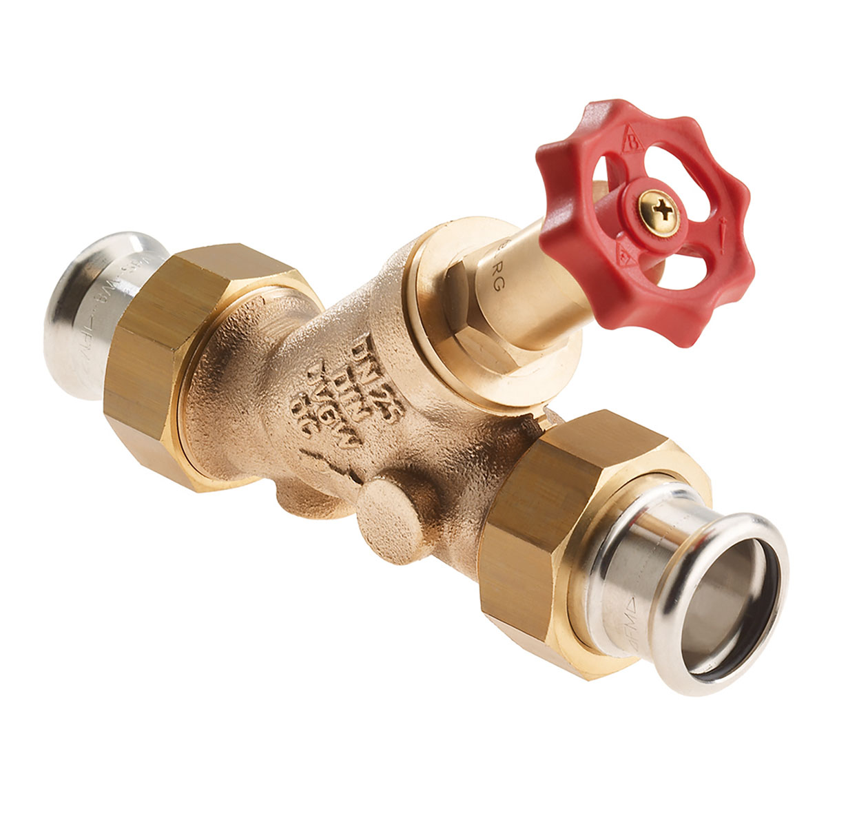 3560180 - Red-brass Free-flow valve male thread, Geberit Mapress, without drain valve