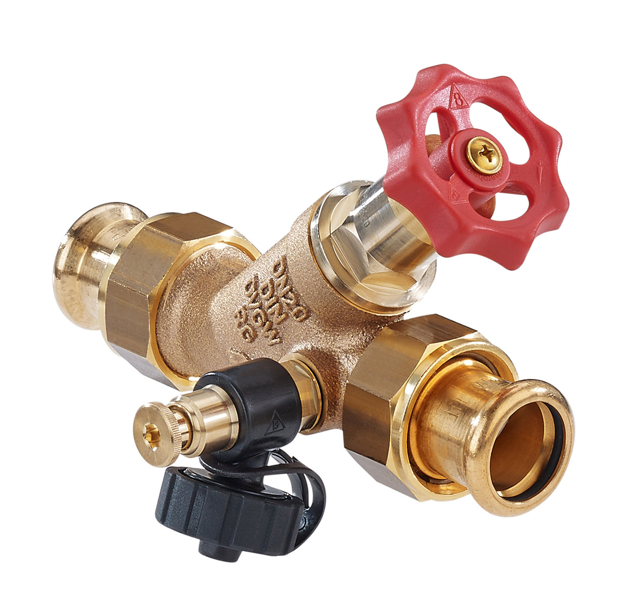 3633280 - Red-brass Combined Free-flow and Backflow-preventer valve with drain valve,  male thread, SANHA Press