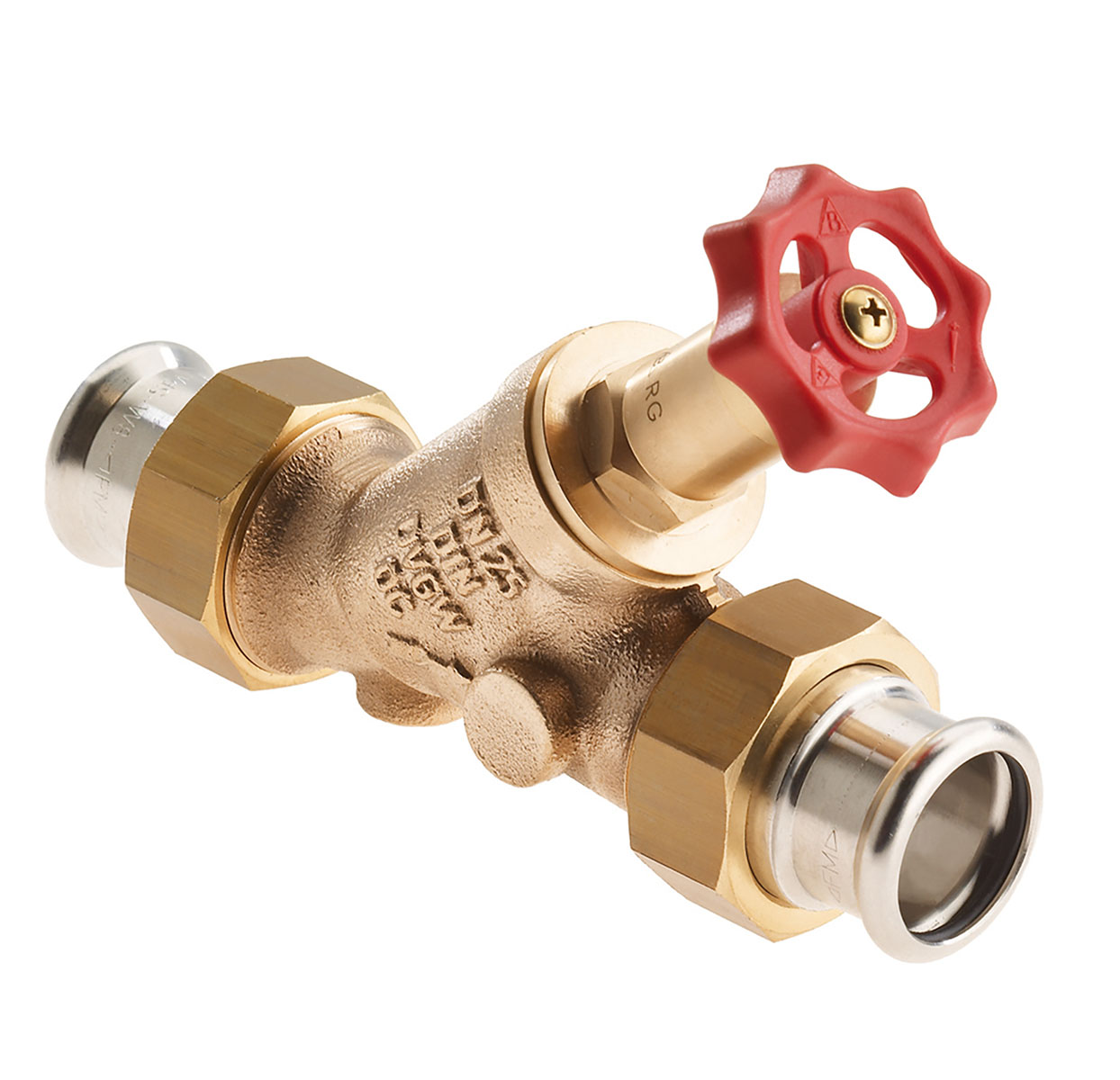 3660420 - Red-brass Combined Free-flow and Backflow-preventer valve male thread, Geberit Mapress, without drain valve