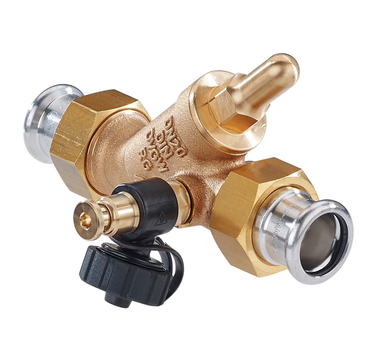 3761350 - Red-brass Backflow-preventer male thread, Geberit Mapress, with drain valve
